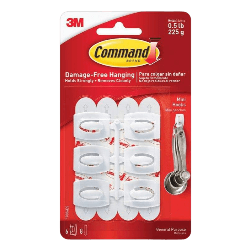 3M Command, 3M Command Mini Plastic Hook 11/8 in. L 6-Pack.