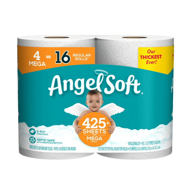 Angel Soft, Angel Soft Toilet Paper 4 Rolls 429 sheet 45 ft.