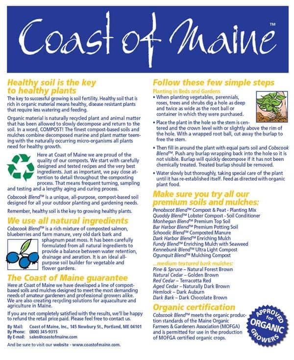 Coast Of Maine, Coast Of Maine Cobscook Organic Garden Soil 1 ft³