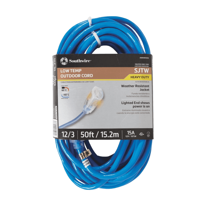 Coleman Cable, Coleman Cable Premium All Weather Blue Extension Cord 12/3 SJTW-A 50'