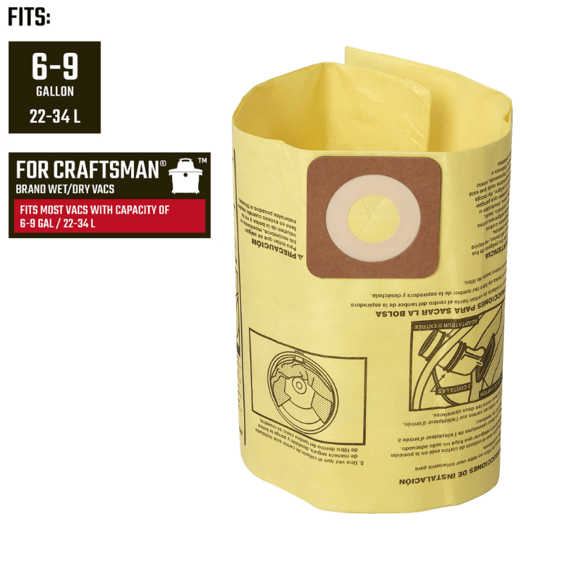 Craftsman, Craftsman Replacement Bags Wet/Dry Vacuum 6-10 Gallon. 2-Pack.