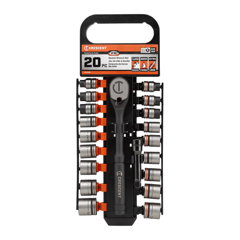 Crescent®, Crescent Standard SAE/Metric Mechanics Tool Set Drive 6 Point Standard X10 3/8" 20-Pack.