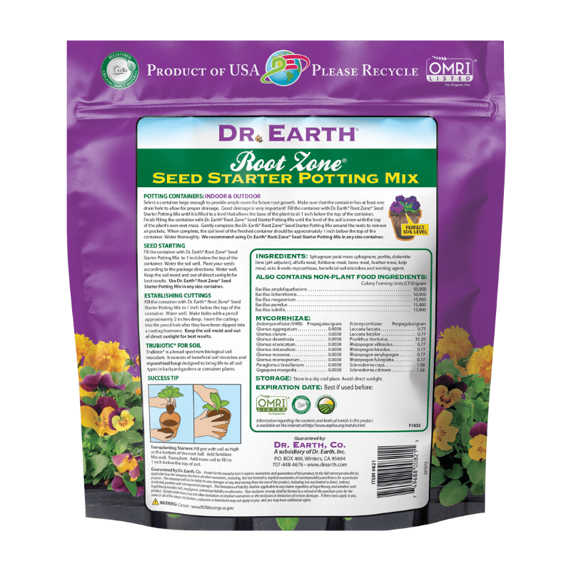 Dr. Earth, Dr. Earth Root Zone Organic Seed Starter Mix 8 qt.