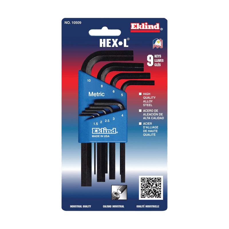 Eklind Tool, Eklind Hex Set Metric L-Key Set 9-Pack.