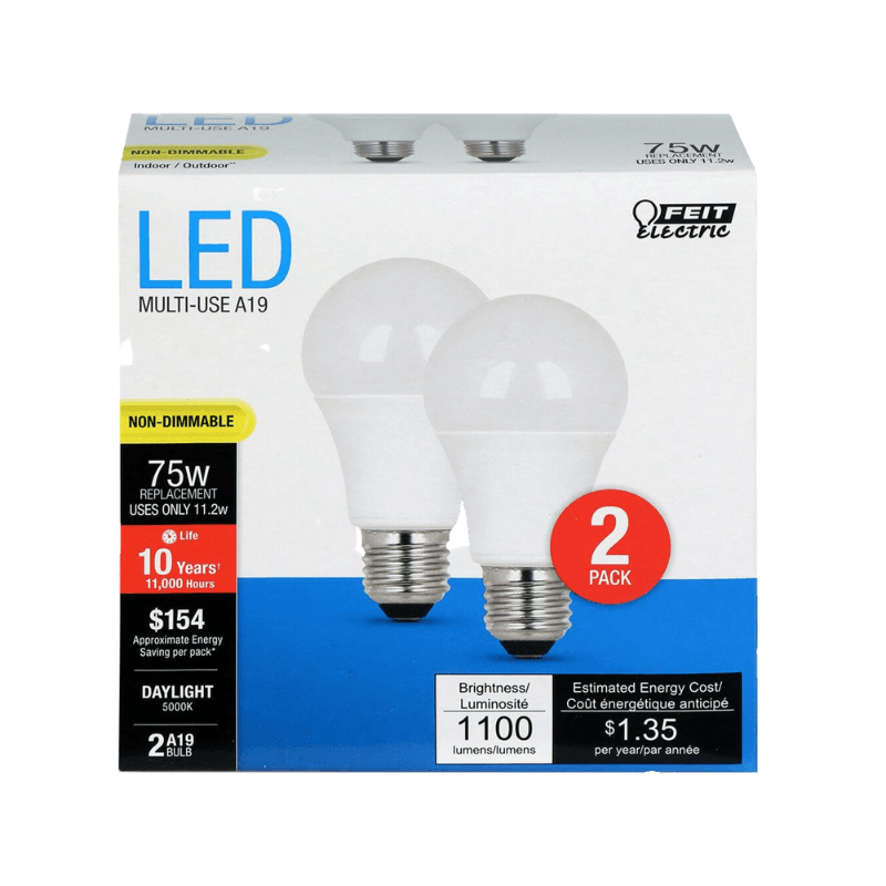 Feit, FEIT Electric LED Bulb Daylight 75 Watt Equivalence 2-Pack.