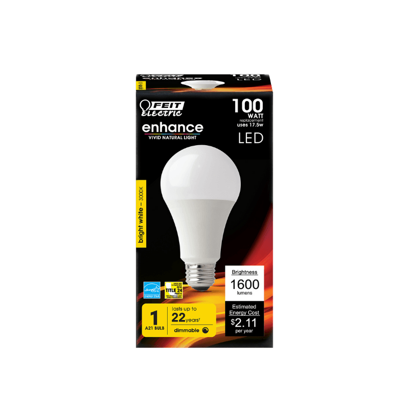 Feit, Feit Electric A19 E26 (Medium) LED Bulb Bright White 100 Watt Equivalence