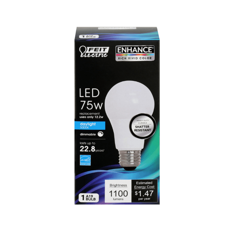 Feit, Feit Electric A19 E26 (Medium) LED Bulb Daylight 75 Watt Equivalence