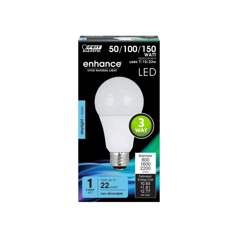 Feit, Feit Electric Enhance A21 E26 (Medium) LED Bulb Daylight 50/100/150 Watt Equivalence