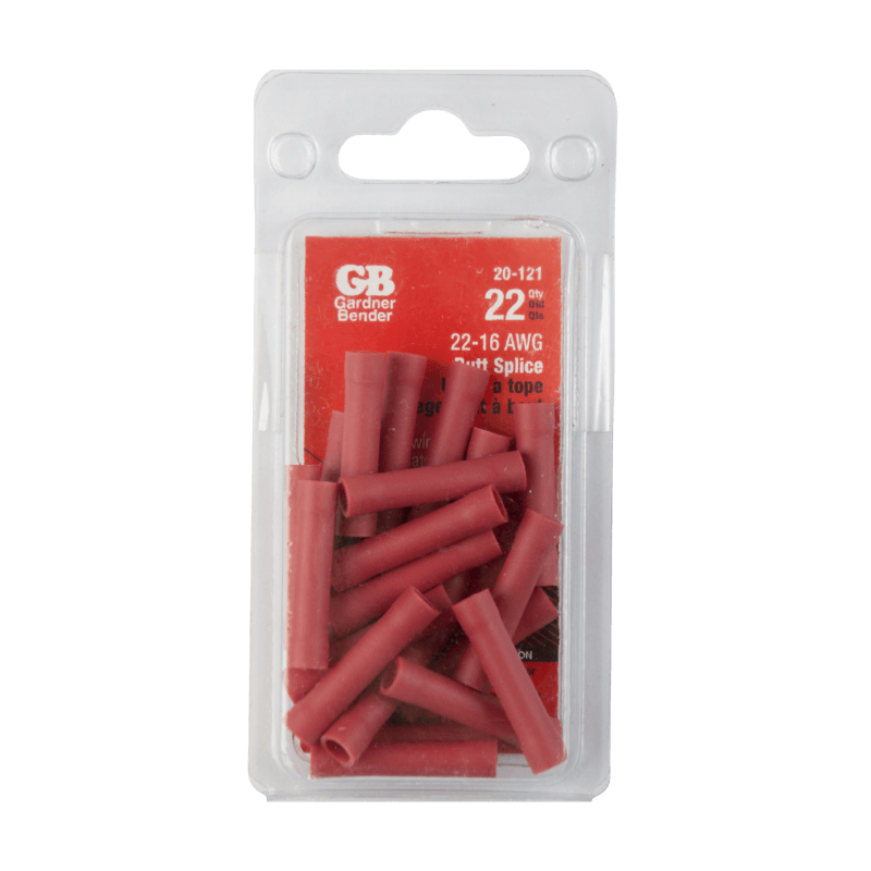 Gardner Bender, Gardner Bender 22-18 Ga. Insulated Wire Butt Splice Red 22-Pack.