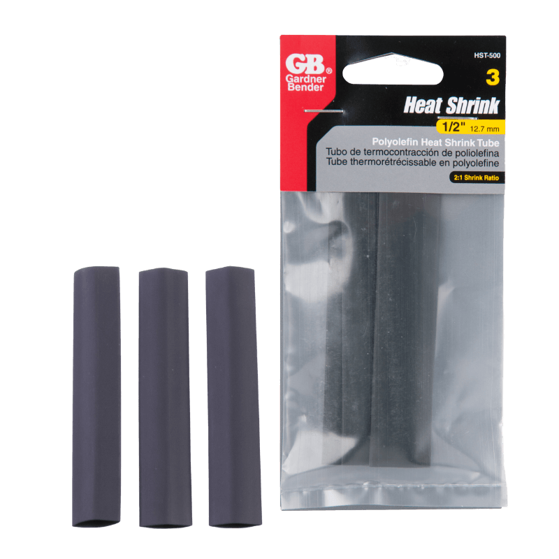 Gardner Bender, Gardner Bender Black Heat Shrink Tubing 1/2" 3-Pack.