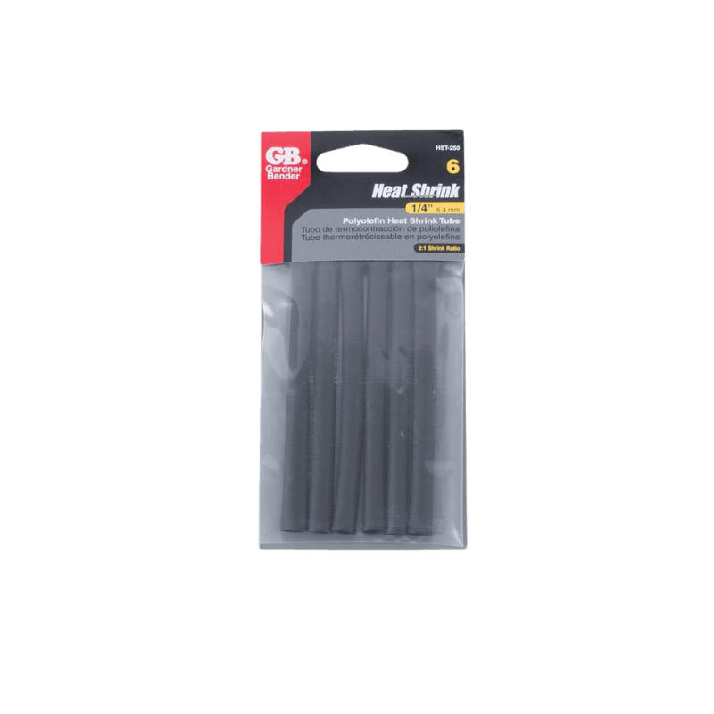 Gardner Bender, Gardner Bender Heat Shrink Tubing Black 1/4 in. 6-Pack.