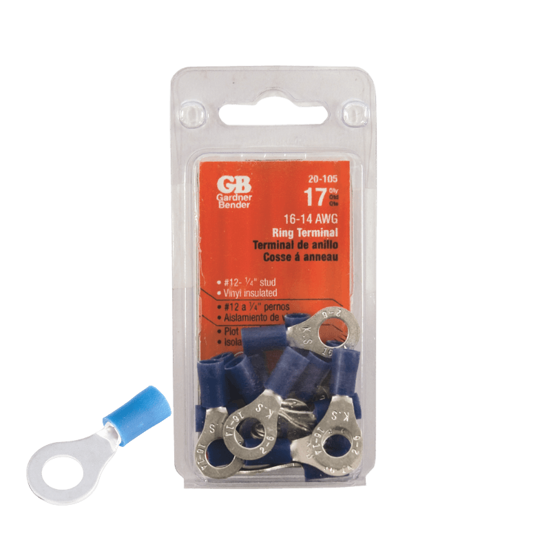 Gardner Bender, Gardner Bender Insulated Wire Ring Terminal Blue 16-14 Ga. 17-Pack.