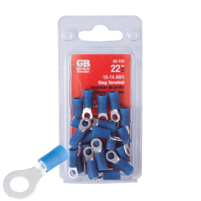 Gardner Bender, Gardner Bender Insulated Wire Ring Terminal Blue 16-14 Ga. 22-Pack.