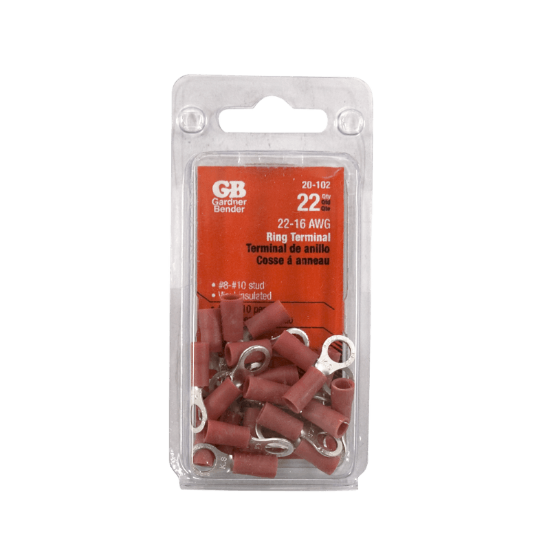 Gardner Bender, Gardner Bender Insulated Wire Ring Terminal Red 22-18 Ga. 22-Pack.