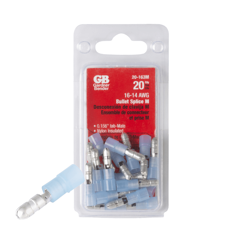 Gardner Bender, Gardner Bender Insulated Wire Terminal Bullet Blue 16-14 Ga. 20-Pack.