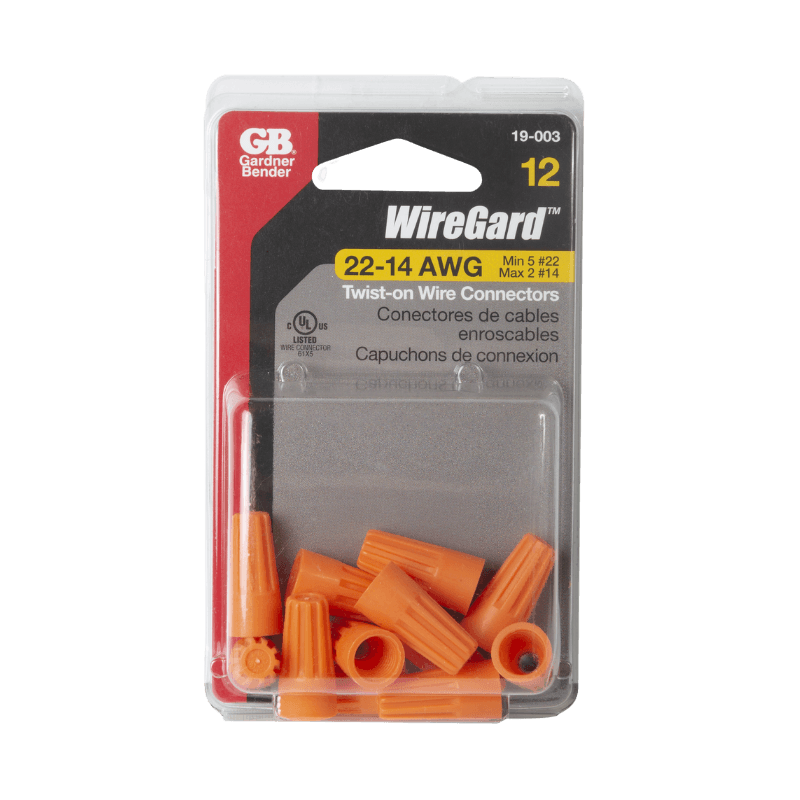 Gardner Bender, Gardner Bender WireGard Twist-on Wire Connector, Orange #22-#14 AWG 12-Pack.