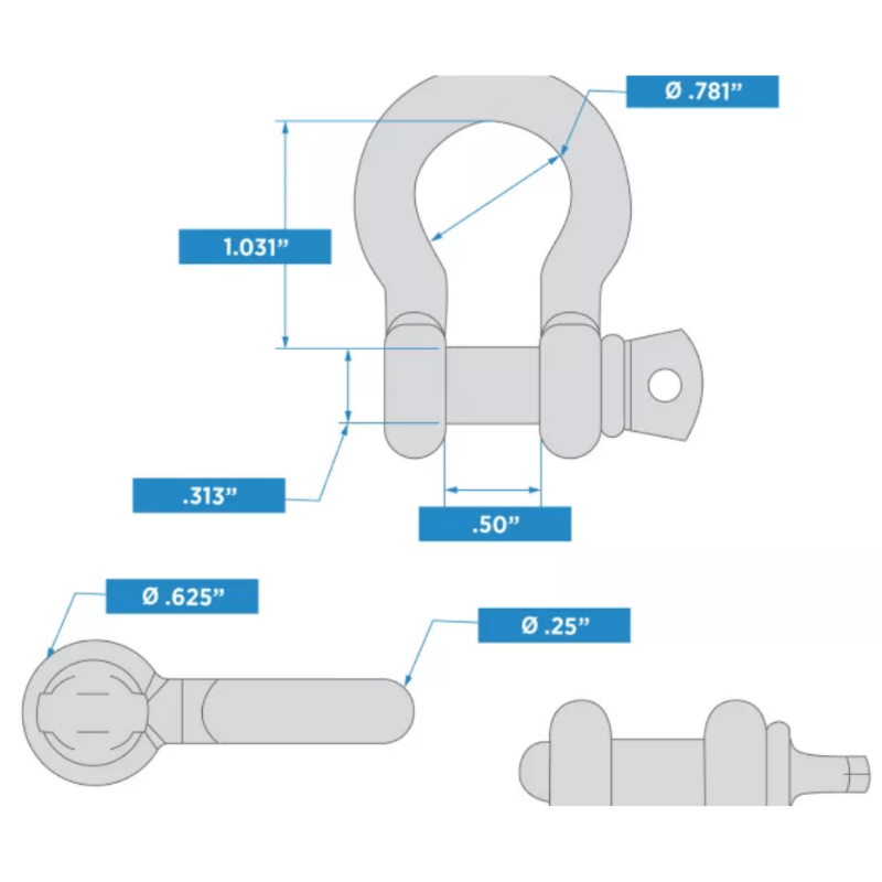 National Hardware, National Hardware Anchor Shackle Stainless Steel 1/4"