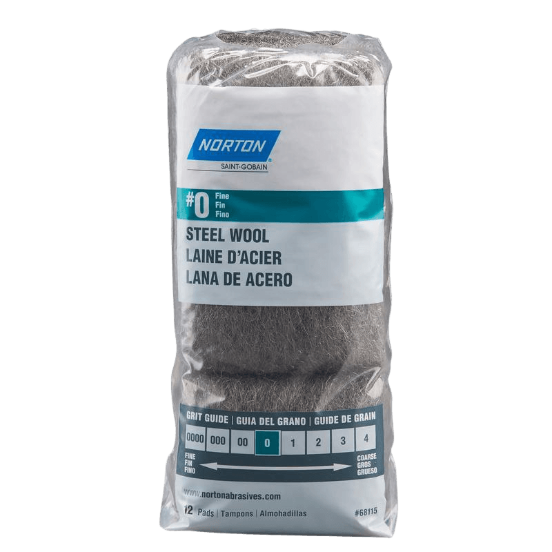 Norton, Norton 0 Grade Fine Steel Wool Pad 12-Pack.