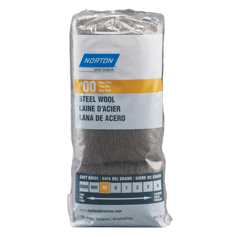 Norton, Norton 00 Grade Very Fine Steel Wool Pad 12-Pack.