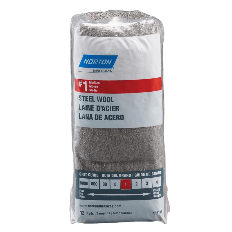 Norton, Norton 1 Grade Medium Steel Wool Pad 12-pack.