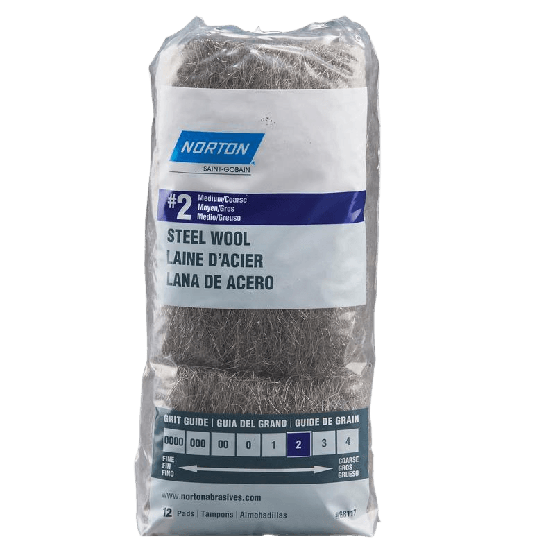 Norton, Norton 2 Grade Medium/Coarse Steel Wool Pad 12-pack.