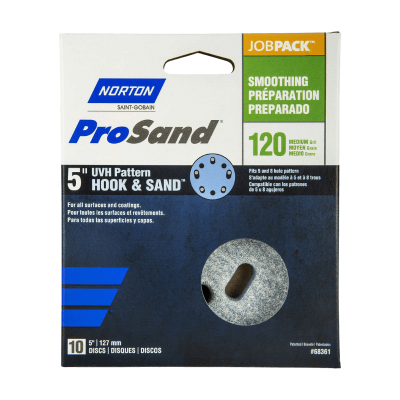 Norton, Norton ProSand Hook and Loop Sanding Disc 120 Grit Medium 5" 10-Pack.