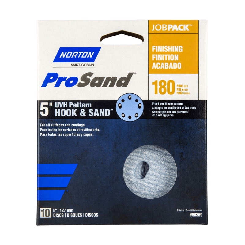 Norton, Norton ProSand Hook and Loop Sanding Disc 180 Grit Fine 5" 10-Pack.