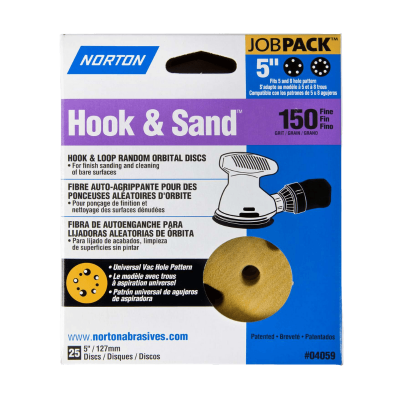 Norton, Norton Sanding Disc Hook & Sand Fine 150 Grit 5" 25-Pack.