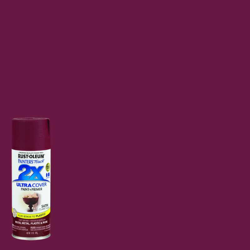 Rust-Oleum, Rust-Oleum 2X Satin Claret Wine Paint+Primer Spray Paint 12 oz.