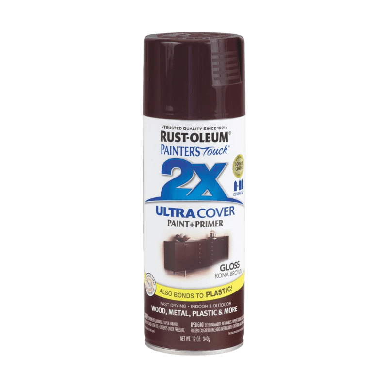 Rust-Oleum, Rust-Oleum 2X Ultra Cover Gloss Kona Brown Paint+Primer Spray Paint 12 oz.