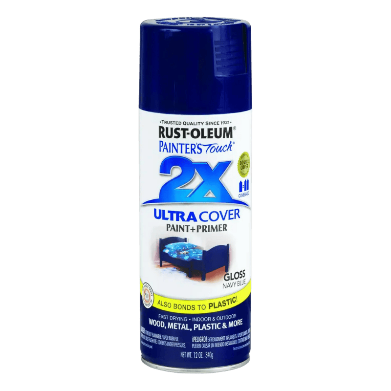 Rust-Oleum, Rust-Oleum 2X Ultra Cover Gloss Navy Blue Paint+Primer Spray Paint 12 oz.