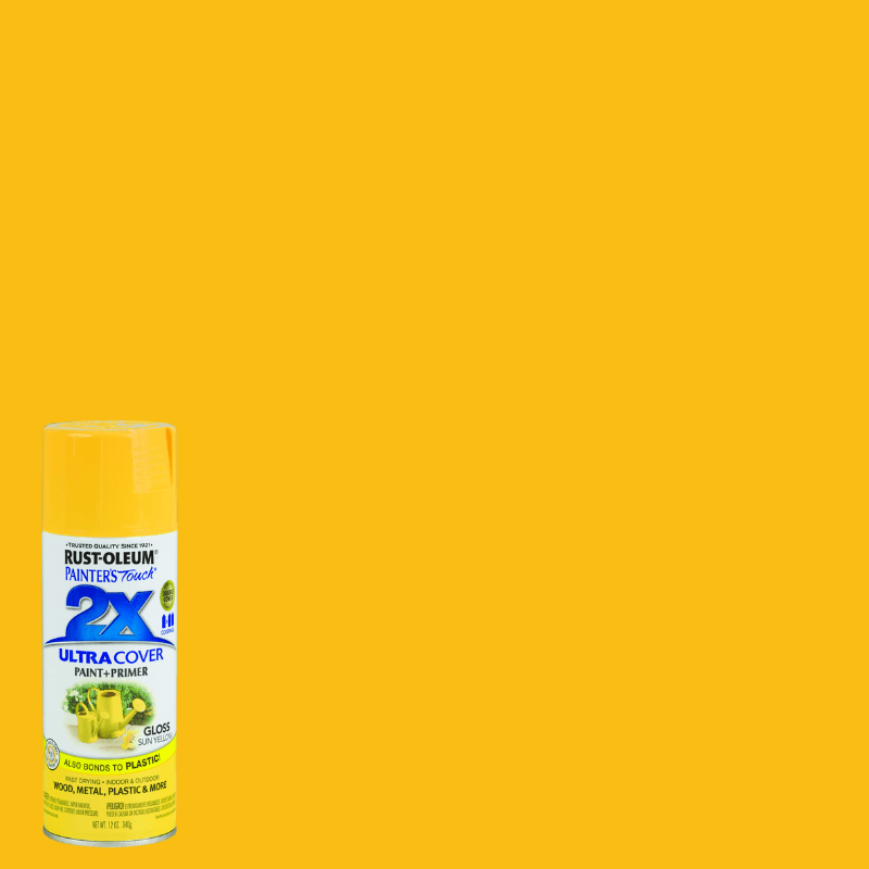 Rust-Oleum, Rust-Oleum 2X Ultra Cover Gloss Yellow Paint+Primer Spray Paint 12 oz.