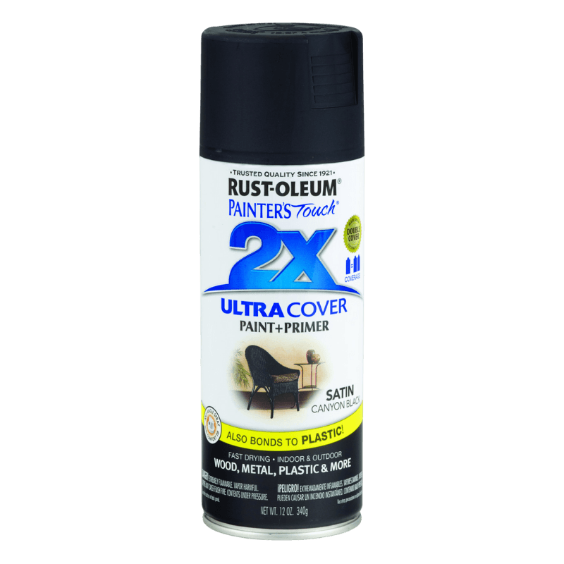 Rust-Oleum, Rust-Oleum 2X Ultra Cover Satin Black Spray Paint 12 oz.