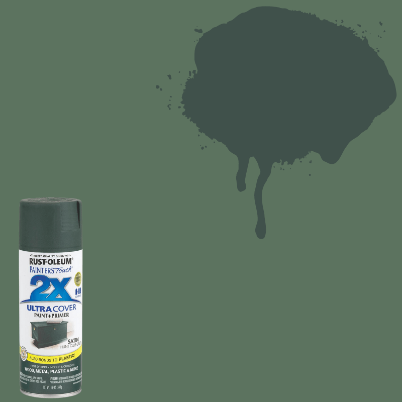 Rust-Oleum, Rust-Oleum Painter's Touch 2X Satin Hunt Club Green Spray Paint+Primer 12 oz.