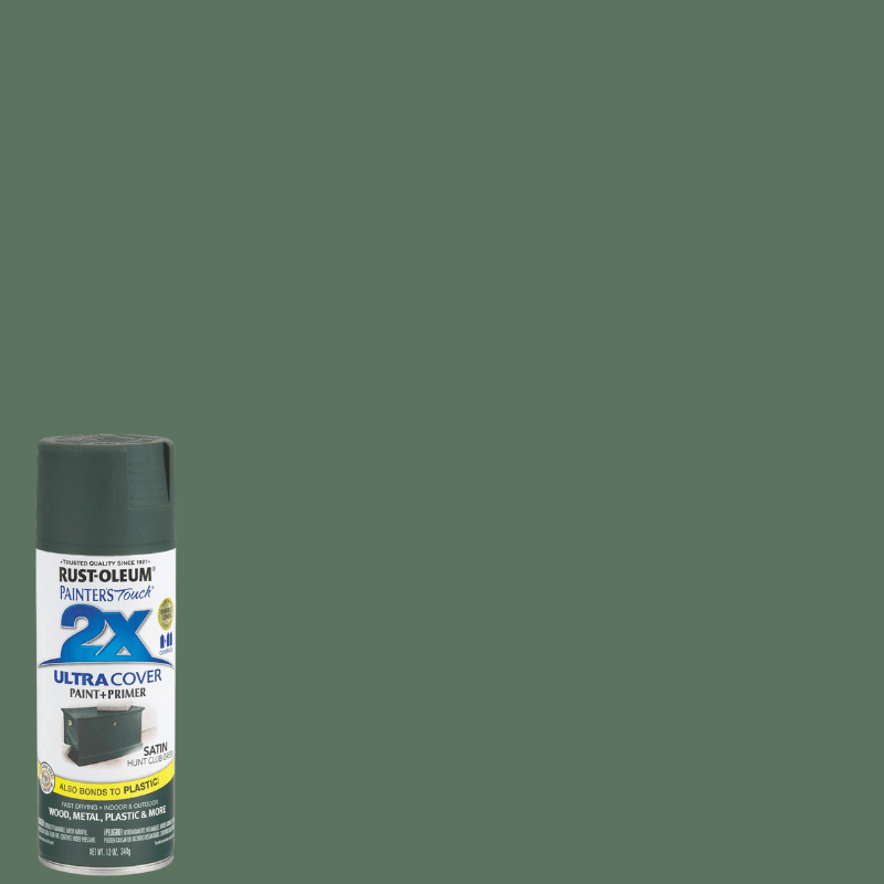 Rust-Oleum, Rust-Oleum Painter's Touch 2X Satin Hunt Club Green Spray Paint+Primer 12 oz.