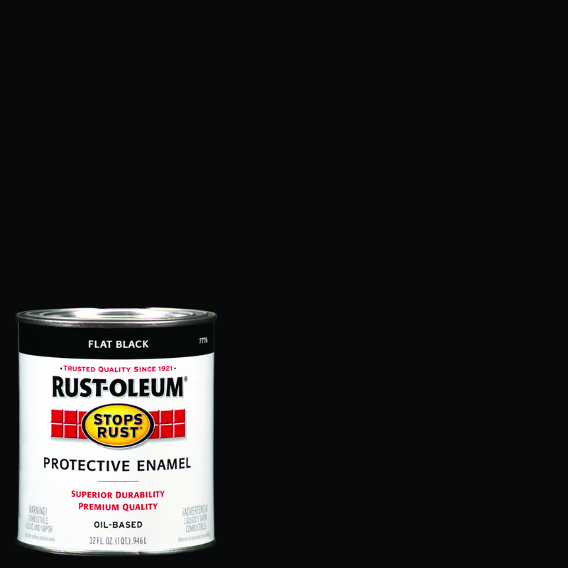 Rust-Oleum, Rust-Oleum Stops Rust Flat Black Enamel Paint Quart