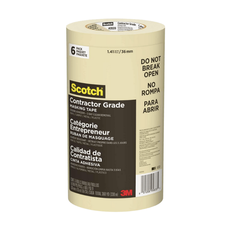 Scotch, Scotch Masking Tape Contractors Grade High Strength 1.41 in x 60 yds. 6-pack