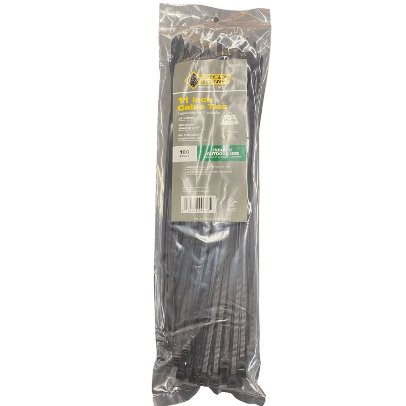 Steel Grip, Steel Grip Black Cable Tie 11" 100-Pack.