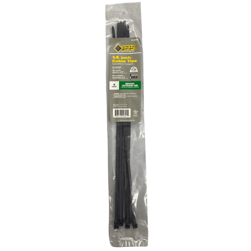 Steel Grip, Steel Grip Black Cable Tie 14" 8-Pack.